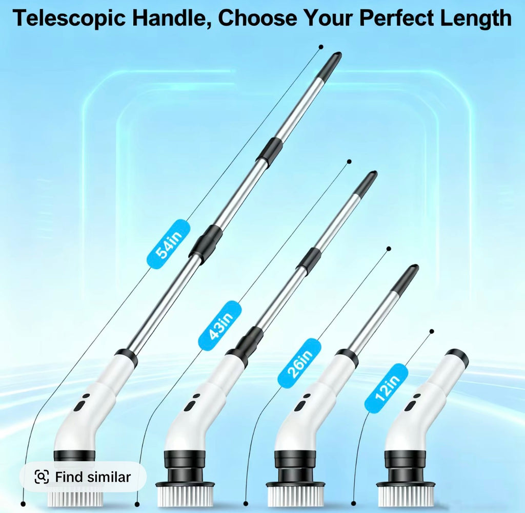 Powerful Electric Spin Scrubber | Scrubber Cleaning Brush，Cordless Cleaning Brush with 9 Heads | Dual-Speed, IPX7 Waterproof, Long Handle | Deep Clean for Bathroom, Tub, Tile