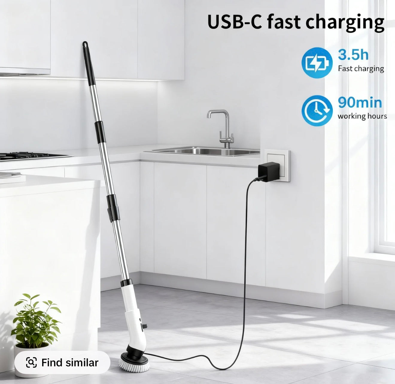 Powerful Electric Spin Scrubber | Scrubber Cleaning Brush，Cordless Cleaning Brush with 9 Heads | Dual-Speed, IPX7 Waterproof, Long Handle | Deep Clean for Bathroom, Tub, Tile