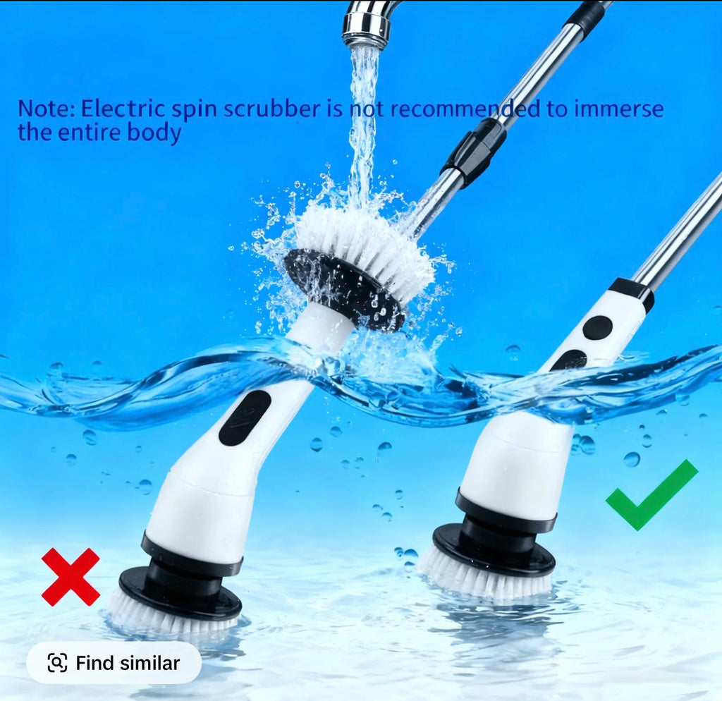 Powerful Electric Spin Scrubber | Scrubber Cleaning Brush，Cordless Cleaning Brush with 9 Heads | Dual-Speed, IPX7 Waterproof, Long Handle | Deep Clean for Bathroom, Tub, Tile
